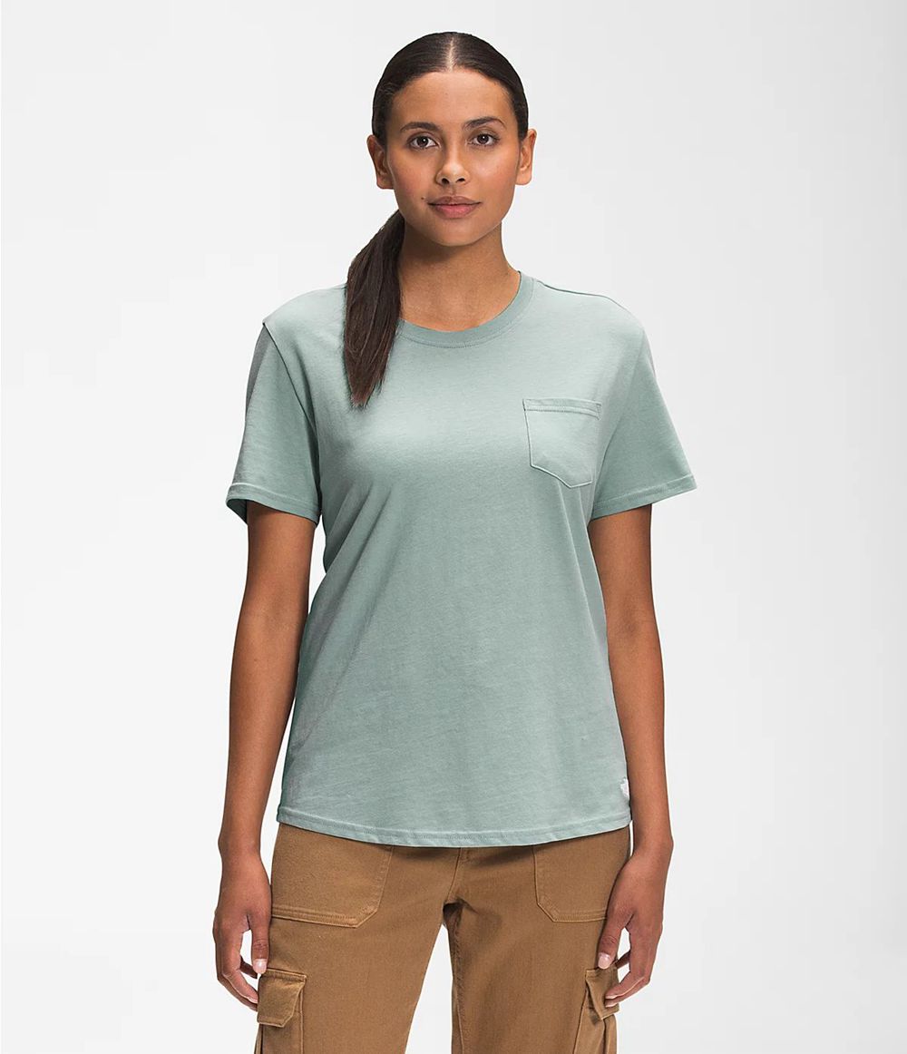 The North Face Kurzer Ärmel Woodmont Pocket T-Shirts Damen - Grün CH-263FLHP